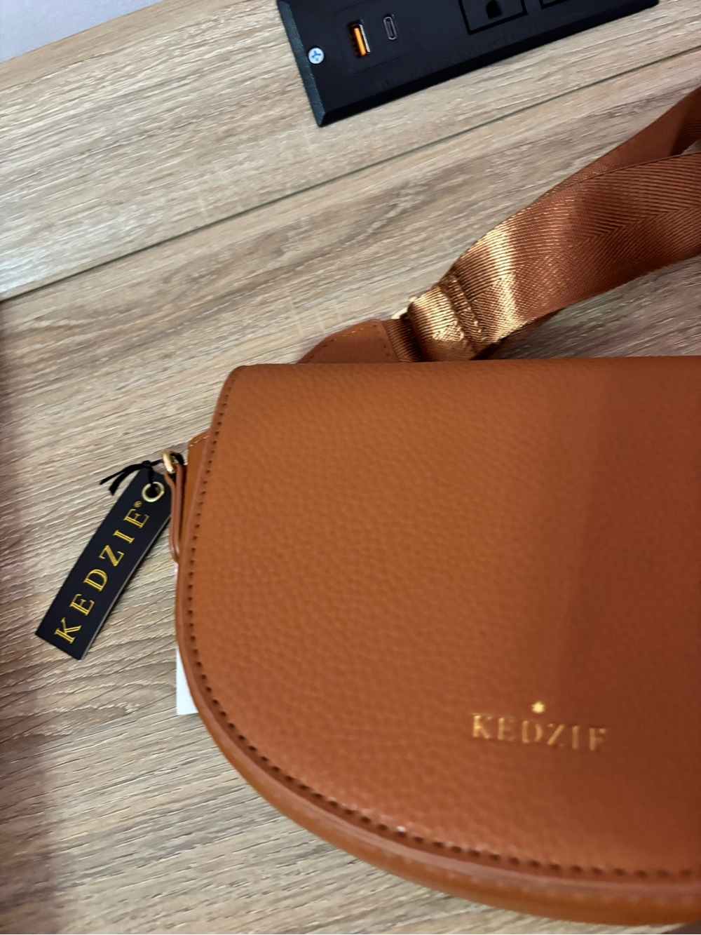 Kedzie Tan Saddle Crossbody with Wide Adjustable Strap